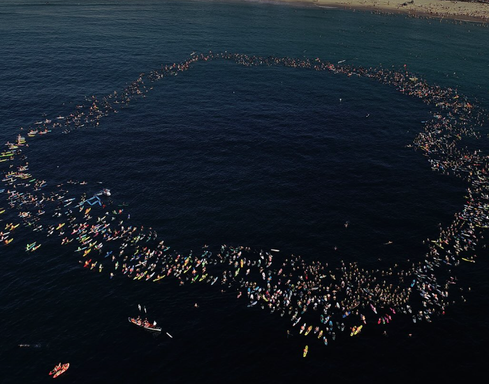 Surfers and swimmers paid tribute to the victims of the recent terror attack at a Hanukkah event in Australia’s Bondi Beach by paddling out to sea in a show of solidarity.