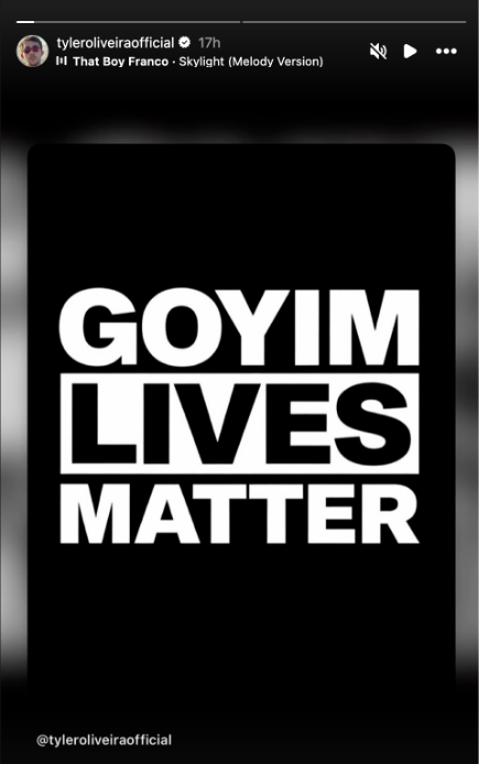 Black-and-white graphic reading “Goyim Lives Matter,” shared on social media following the Lakewood video controversy.