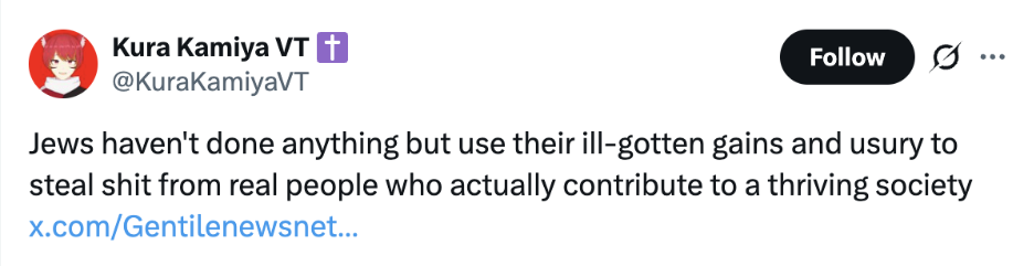 Example reply classified as opposed to JAHM and flagged as antisemitic.